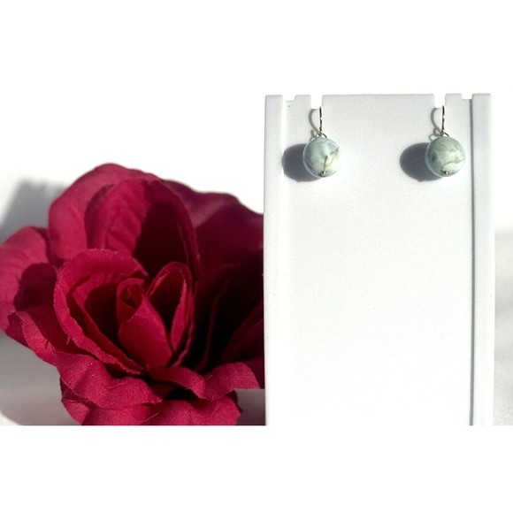 Sterling Silver Larimar Beaded Earrings 12 mm - Picture 4 of 8